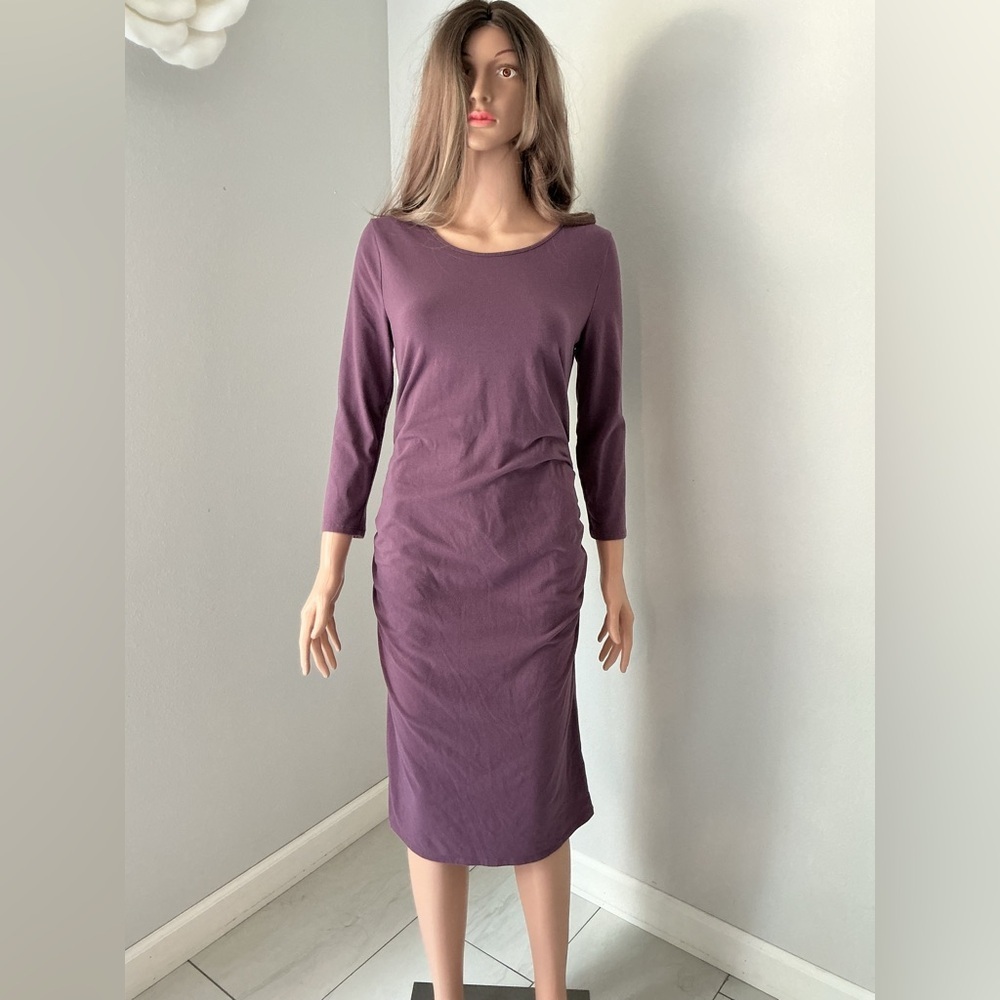 Isabel Maternity by Ingrid & Isabel Plum 3/4-Sleeve Midi Sheath Dress